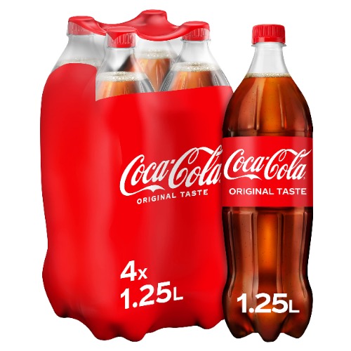 Coca-Cola Original Taste Fizzy Drink, 4 x 1.25L