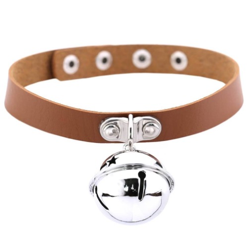 Bell Collar Leather Choker Necklace