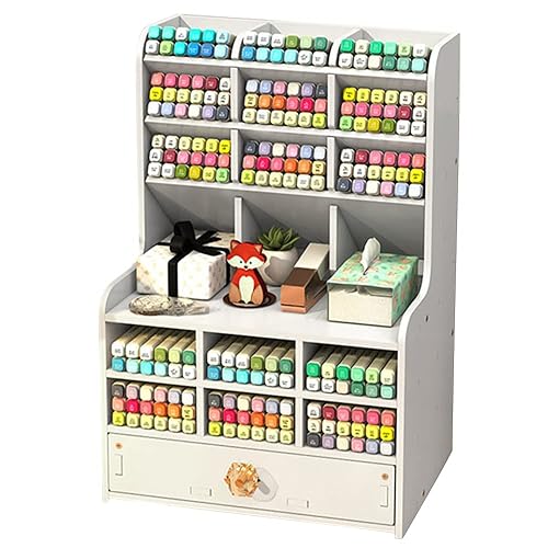 Hggzeg Schreibtisch-Organizer mit Schublade, DIY-Stifthalter, für Büro, Schreibwaren, für Schule, Zuhause, Büro, Kunstbedarf (PB16-2 weiß) - Pb16-2 Weiß