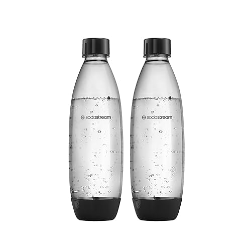 SodaStream 1L BPA-freie FUSE Kunststoffflasche schwarz | Spülmaschinengeeignet | Kompatibel mit DUO, E-DUO, Terra, uvm. | 2er-Pack - Flaschen 1 l Spülmaschine