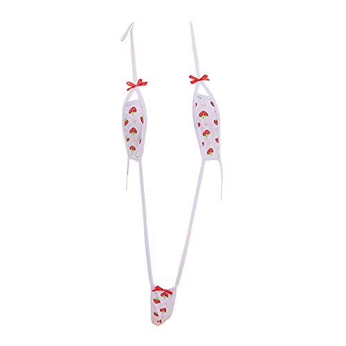 SINGUYUN Sexy Strawberry Lingerie Micro Bikini Japanese Anime Cosplay Swimsuit Thong Pajama Set - 352white Red