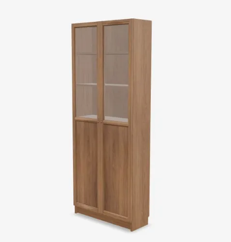 BILLY / OXBERG Bibliothèque portes pleines/vitrées - brun motif noyer 80x30x202 cm