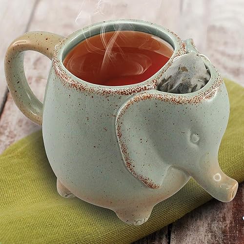 HAPPINESS APPLY HERE Ceramic 15oz Elephant Tea Mug Green - Green