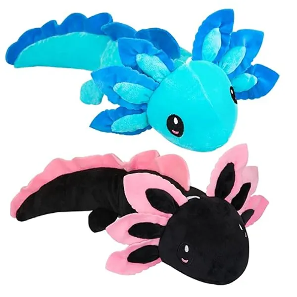 Axolotl Plush Toy,Axolotl Stuffed Animal,14.6" Kawaii Doll Stuffed Toy Gifts for Boys Girls (2pcs (Blue+Black)) - 2pcs (Blue+black)