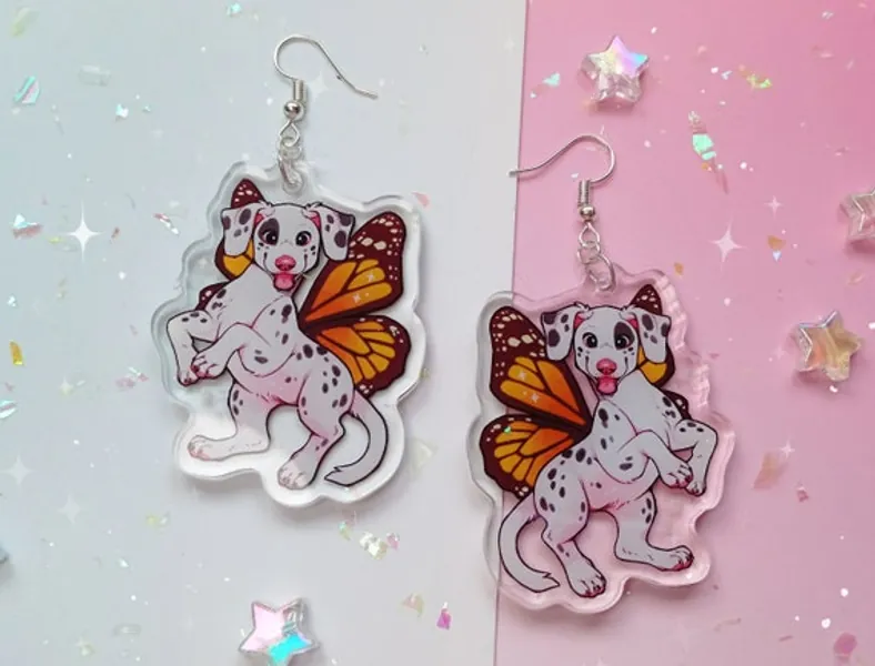 Fairy Pup Dalmatian Earrings Acrylic Charm | Etsy UK