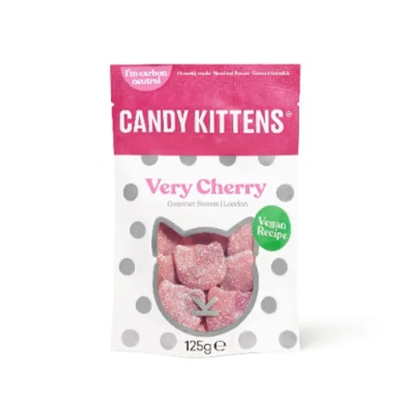 Candy Kittens Very Cherry Vegan Sweets - Palm Oil Free, Natural Fruit Flavour Candy - Gummy Chewy Gourmet Sweets, 125g (Snacking Bag)