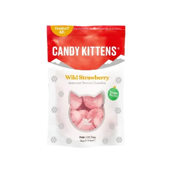 Candy Kittens Limited Edition Christmas Bag - Wild Strawberry Vegan Sweets - Palm Oil Free, Natural Fruit Flavour Candy - Gummy Chewy Gourmet Sweets, 125g (Snacking Bag)…