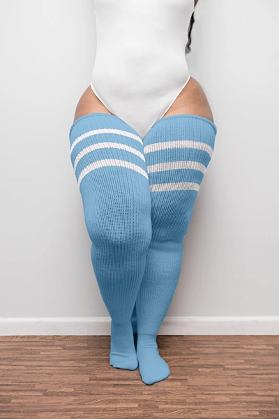Pastel Blue & Stripes - Long 35 Inches
