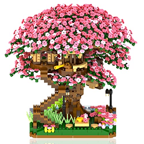 B&LHCX Cherry Bonsai Tree Building Sets for Girls Mini Building Blocks of Cherry Blossom Bonsai Tree kit,2138pcs Mini Bricks Sakura Tree House, Good Gift Choice for Kids and Adults. - 2008pcs Cherry Bonsai Tree
