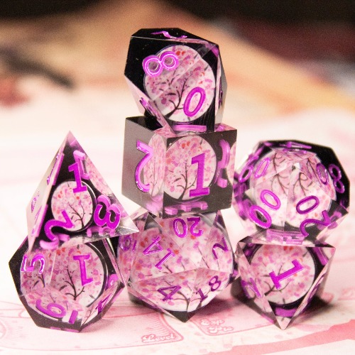 Little Worlds 7pc Resin Dice Set | Cherry Blossoms - 7PCS