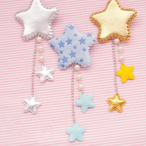 Starry Dangle Hair Clips - Silver
