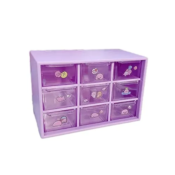 Verve Jelly Mini Plastic Drawer Organiser,Cosmetic Display Case Table Desktop Storage Box,Office Stationery Storage Holder Makeup Box Units for Bathroom,Vanities,Countertops,Purple,4.1 * 7.1 * 3.9 in
