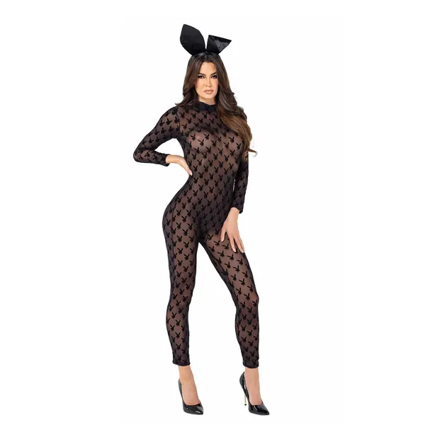 Playboy Sheer Bunny Bodysuit - 2pcs Set