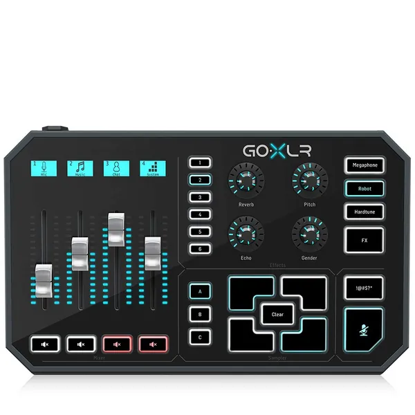 TC Helicon GoXLR Revolutionary Online Broadcaster Platform with 4-Channel Mixer, Motorized Faders, Sound Board and Vocal Effects, PC compatible only