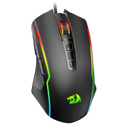 Redragon Gaming Mouse, RGB Gaming Mouse Wired with 9 Programmable Macro Buttons, Chroma RGB Backlit, 8000 DPI Adjustable, PC Gaming Mice with Fire Button for Windows/Mac, Black, M910-K - Black
