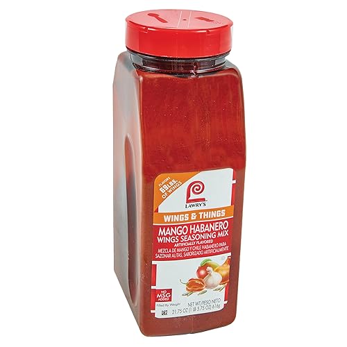 Lawry's Mango Habanero Wings Seasoning Mix, 21.75 oz - One 21.75 Ounces of Mango Habanero Dry Rub Seasoning for a Sweet, Spicy Flavor - Best on Chicken Wings and Fried Foods - Mango Habanero
