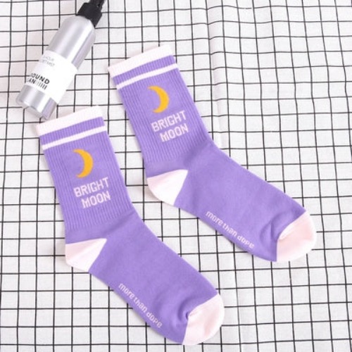 Cute Moon Socks - Purple Moon