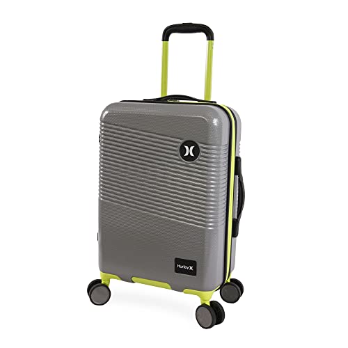 Hurley Looper Hardside Spinner Luggage, Light Grey Neon, Carry-On 21-Inch - Carry-On 21-Inch - Light Grey Neon