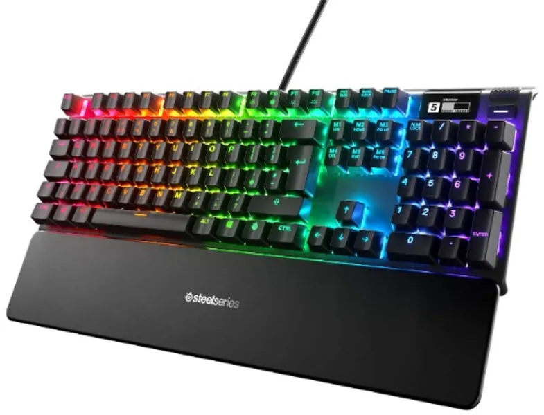 SteelSeries Apex 5 - Hybrid Mechanical Gaming Keyboard - Per-Key RGB Illumination - Oled Smart display - English (QWERTY) Layout PC