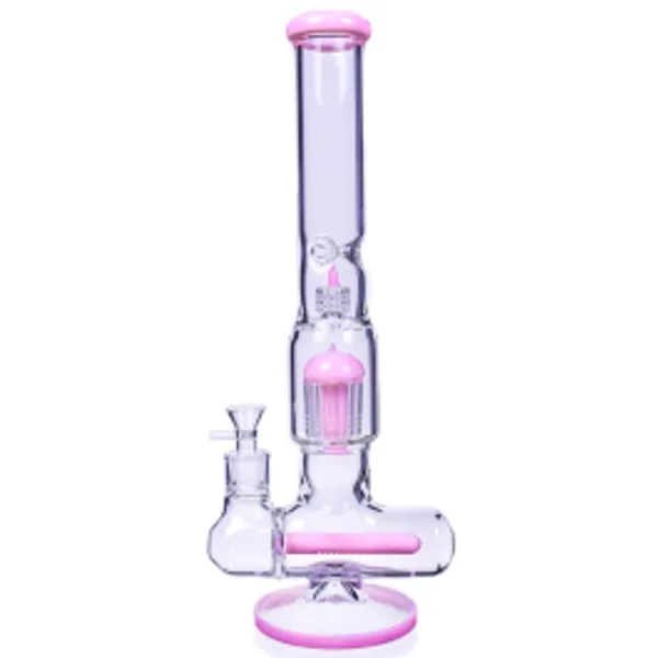 Cross Fire - 17" Showerhead to Tree Perc with Inline Perc Bong - Pink