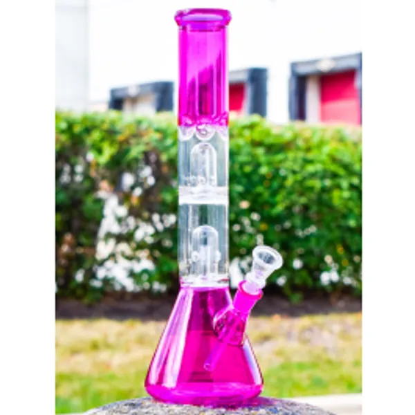 The Colorful - 12" Twin Dome Percolators Bong - Pink 