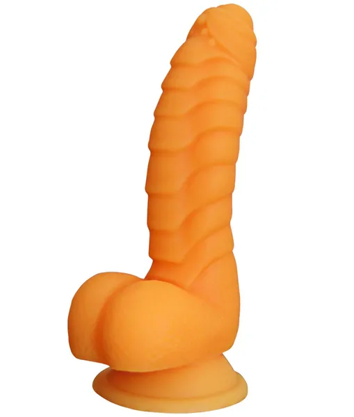Realistic Silicone Dildo, LZYAA Body Safe Soft Penis Adult Sex Toys, Suction Cup Anal Plug for Vaginal G-Spot(Orange)