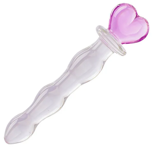 Crystal Glass Pleasure Wand Dildo Penis - AKStore - Heart of Glass, Pink