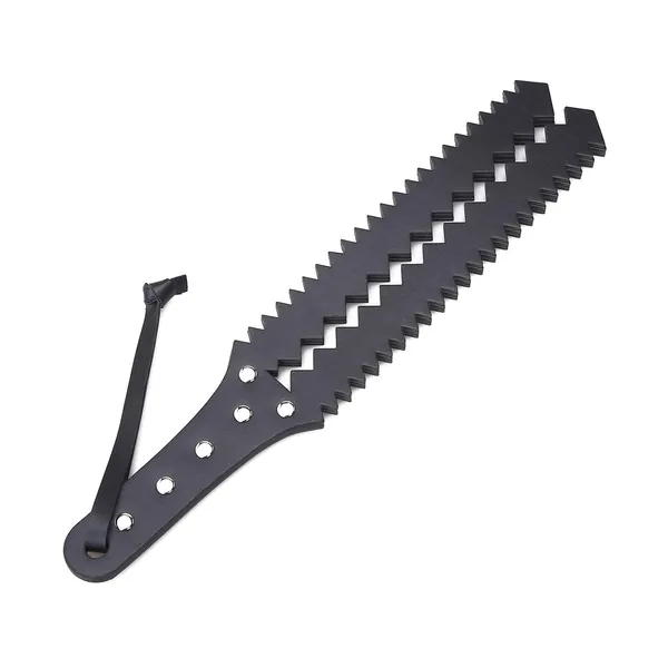 Faux Leather Strap/Paddle Three Layer Studded Paddles-Storage Bag Included-14.4x2.6inch, Black