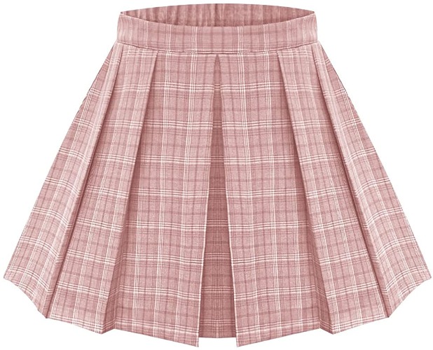 RITERA Plus Size Basic Versatile Stretchy Elastic Waist Flared Casual Mini Skater Skirt/Pleated Plaid Skirt for Women XL-5XL - A02-a261 -Pink Plaid 3X-Large