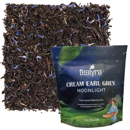 Tealyra - Cream Earl Grey Moonlight | Luxurious Black Loose Leaf Tea | Citrusy Bergamot & French Vanilla Flavor | All Natural Ingredients, 100g (3.5-ounce) - 3.5 Ounce (Pack of 1)