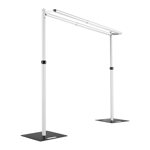Hecis 12x12Ft Double Crossbar Pipe and Drape Backdrop Stand, 7-12' Tall x 7-12' Wide Adjustable Pipe and Drape Stand, Heavy Duty Backdrop Stand for Event, Party, Trade Shows and Wedding Decor - 7-12' Tall x 7-12' Wide(Double Crossbar)