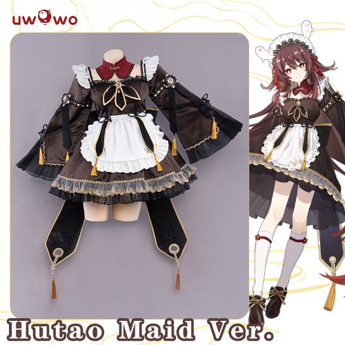 Exclusive Uwowo Genshin Impact Fanart Hutao Maid Ver Hu Tao Cosplay Costume | S