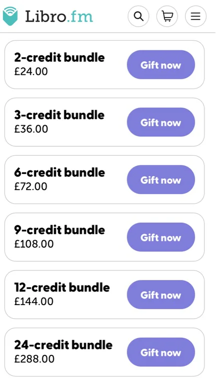 Libro.fm gift credit for audiobooks