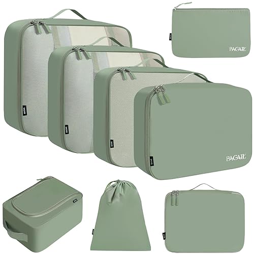 BAGAIL 8 Set Packing Cubes Luggage Packing Organizers for Travel Accessories - Matcha Green - 8 Set