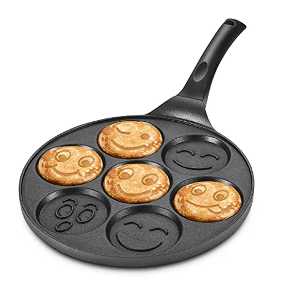 Clockitchen Pancake Pan Nonstick Griddle Pancake Maker Mini Pancake and 7 Cups Pan Breakfast Crepe for Kids, Black