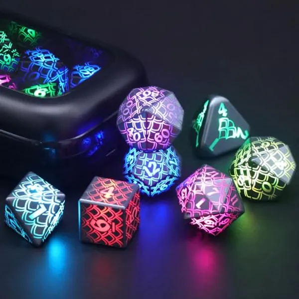 LED Dice Wireless Charging, DND Dice Dragon Dice Rechargeable, ZHOORQI RGB Light up Dice, Dungeons and Dragons Dice for Role Playing Games (Dragon Egg Dice)