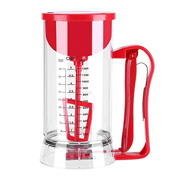 Batter Dispenser, 1200mL Cordless Electric Pancake Cupcake Batter Mixer Bakeware Maker Machine Battery Powered Measuring Baking Tool for Muffins Crepes Cake