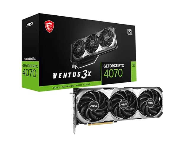 MSI Gaming GeForce RTX 4070 Ventus 3X E1 12G OC Graphics Card (Ada Lovelace Architecture, Extreme Clock: 2520 MHz, Memory Speed: 20 Gbps, 12GB GDDR6, 192-bit, DP/HDMI)