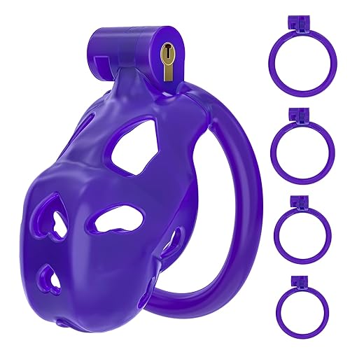 FYJENNICC Love 1.0 Chastity Cage| Lightweight Resin Chastity Devices|Original Design| Male Chastity Cage for Beginner|Adult Sex Toy for Men |4 Sizes Rings (Nano, Purple) - Nano - Purple