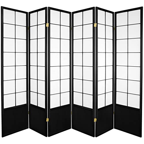 Oriental Furniture 6 ft. Tall Zen Shoji Screen - Black - 6 Panels - 6 Panel - Black