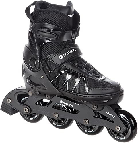 RAVEN Inline Skates Inliner Expert Ajustable - 40-43 (25,5cm-28cm) - Negro