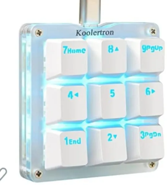 Koolertron One Handed Macro Mechanical Keyboard,Blue LED Backlit Portable Mini One-Handed Mechanical Gaming Keypad OSU! Keyboard 9 Fully Programmable Keys White/Red Switches/Blue LED : Video Games