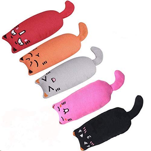 Catnip Toy 5 Pack for Cats Playing Chewing Teeth Cleaning - Creative Pillow Scratch Pet Catnip Teeth Grinding Chew Toys - 5 Pack