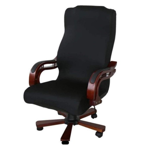 Office Computer Chair Cover, Universal Replacement Removable Rotating Stretch Resilient Desk Boss Armchair Chair Cover Slipcover (Black, L) - Large Black