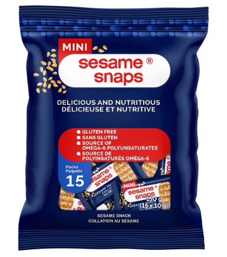 Sesame Snaps, Classic Minis, Healthy Vegan Snack, Ready to Eat, On The Go, No Added Preservatives + Colouring + Flavourings, Gluten Free, 15 Pack, 150g - Classic Minis 10 g (Pack of 15)