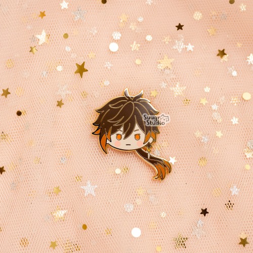Genshin Impact Zhongli & Tartaglia (Childe) Hard Enamel Pin - Zhongli / [A Grade] / Simple Rubber Back