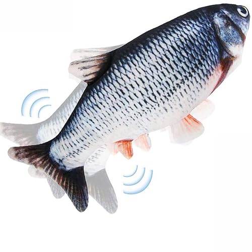 Cat Toys Fish for Indoor Cats - USB Floppy Fish Cat Dog Toy, Interactive Cat Toy with Catnip Bag, Realistic Moving Flippity Fish Toy for Cat and Kitten, Crucian Carp - Crucian Carp