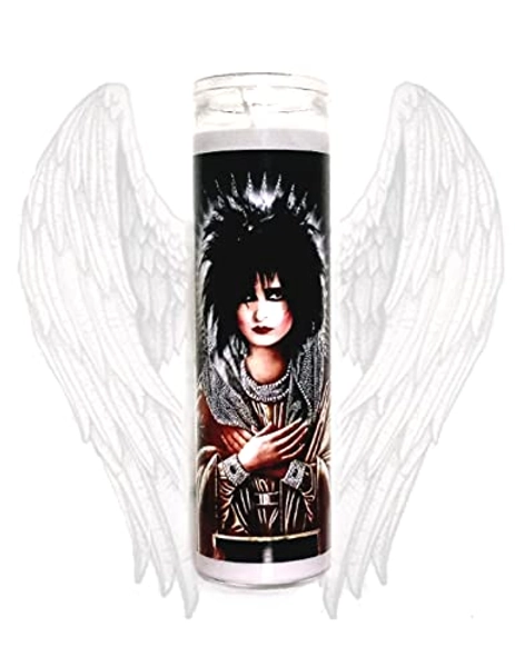 Saint Gothess post punk Prayer Candle, 8" glass jar votive, The Gothess of the Spellbound, Siouxsie