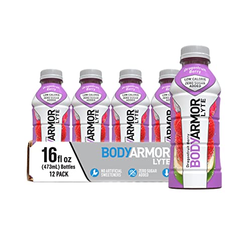 BODYARMOR LYTE Sports Drink Low-Calorie Sports Beverage, Dragonfruit Berry, Coconut Water Hydration, Natural Flavors With Vitamins, Potassium-Packed Electrolytes, Perfect For Athletes, 16 Fl Oz (Pack of 12) - Dragonfruit Berry - 16 Ounce (Pack of 12)