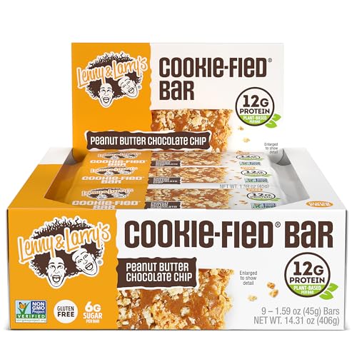 Lenny & Larry's Cookie-fied Bar, Peanut Butter Chocolate Chip, 45g - Plant-Based Protein Bar, Vegan And Non-GMO, Pack Of 9 - Peanut Butter Chocolate Chip